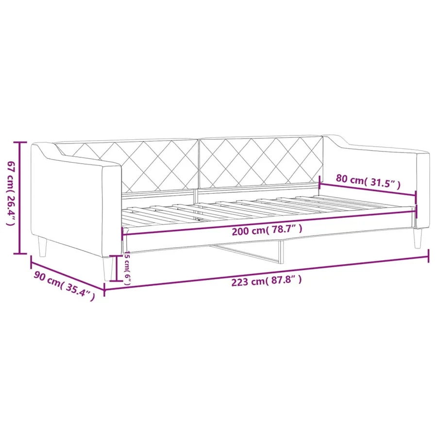 Lit de repos sans matelas taupe 80x200 cm tissu - 8