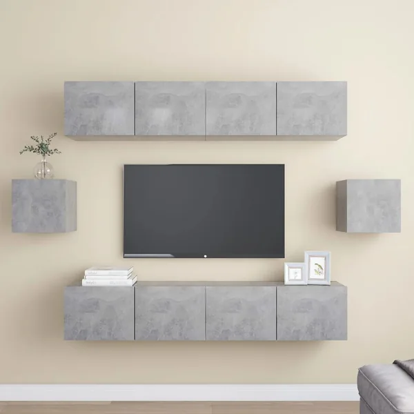 Ensemble de meubles TV 6 pcs Gris béton Bois d'ingénierie