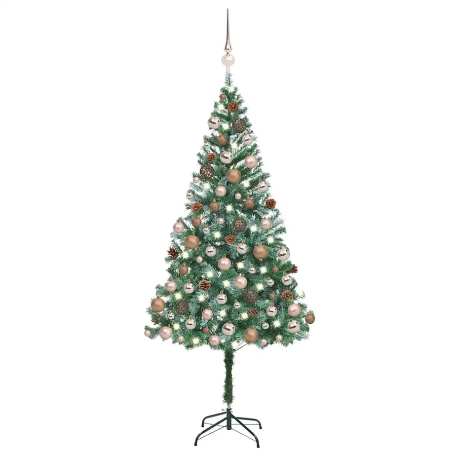 Arbre de Noël artificiel pré-éclairé/boules pommes de pin 180cm