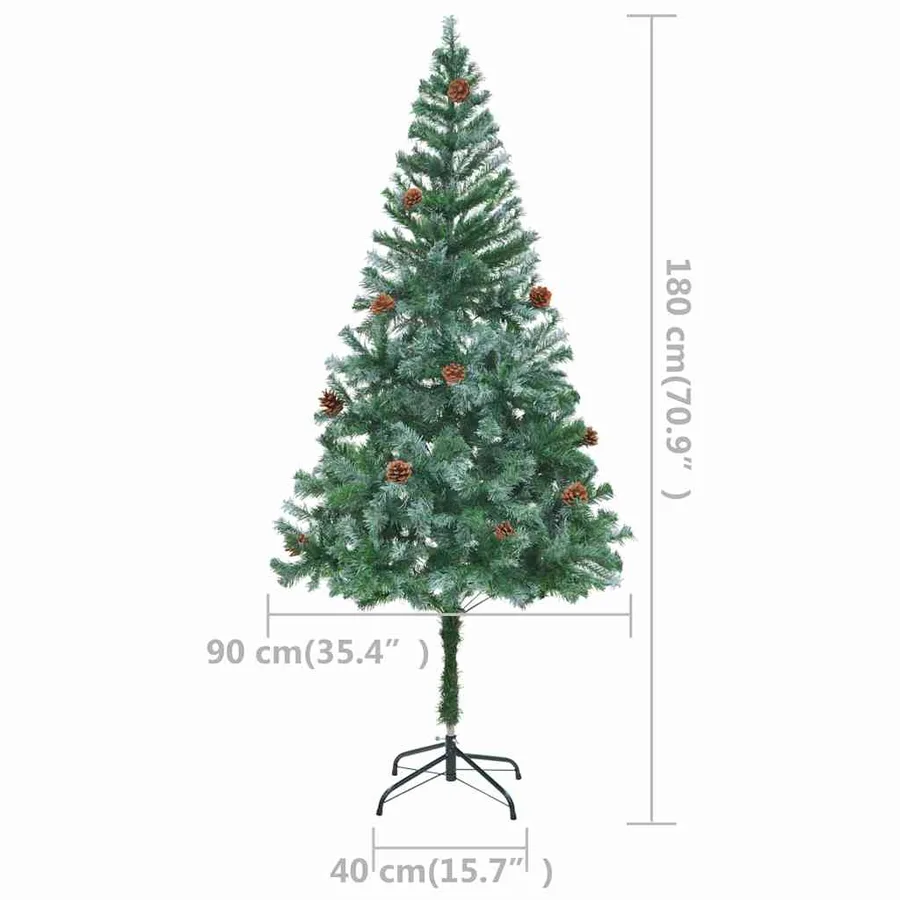 Arbre de Noël artificiel pré-éclairé/boules pommes de pin 180cm - 12