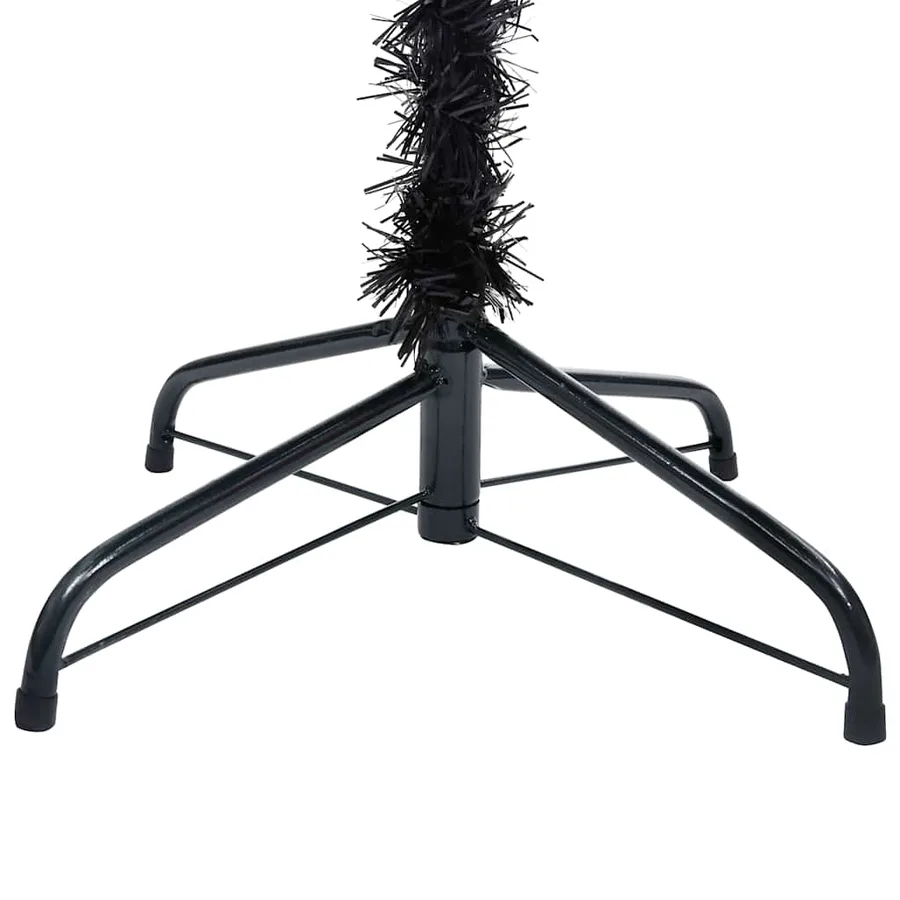 Arbre de Noël artificiel pré-éclairé et boules noir 180 cm PVC - 4