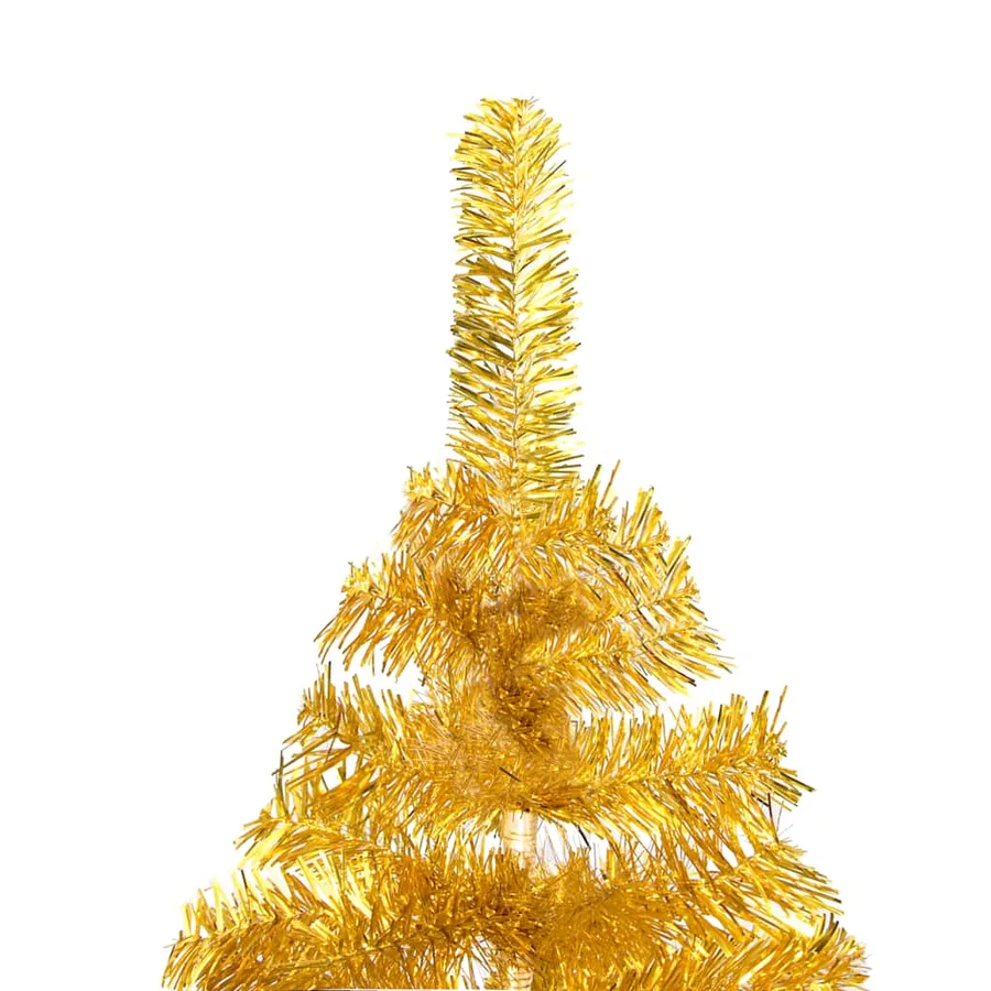 Arbre de Noël artificiel pré-éclairé et boules doré 180 cm PET - 3
