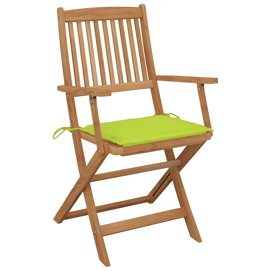 Chaises pliables de jardin lot de 6 avec coussins Bois d'acacia - 3
