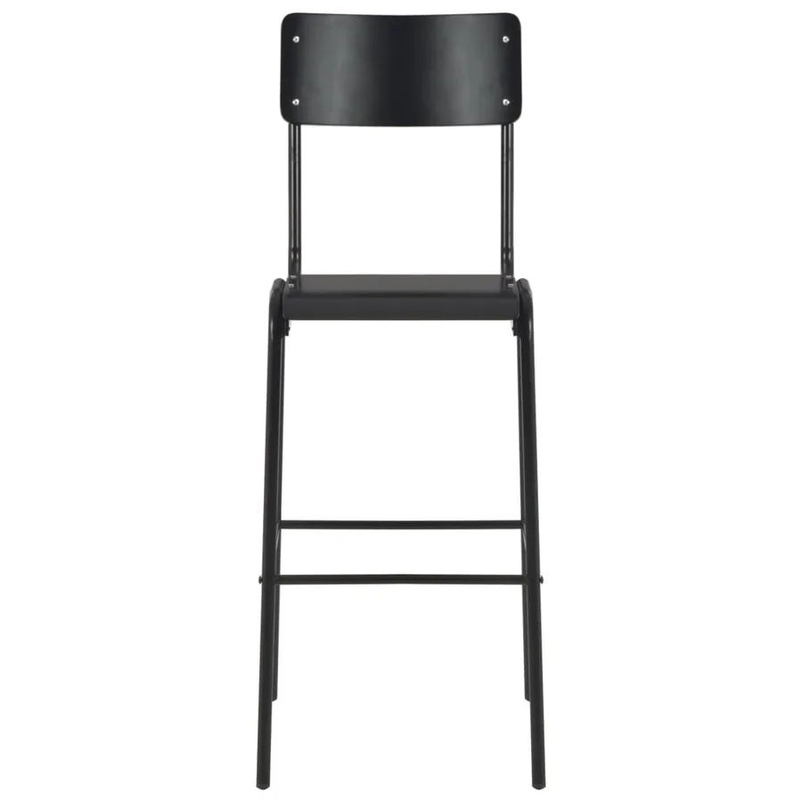 Chaises de bar lot de 4 noir contreplaqué solide et acier - 3