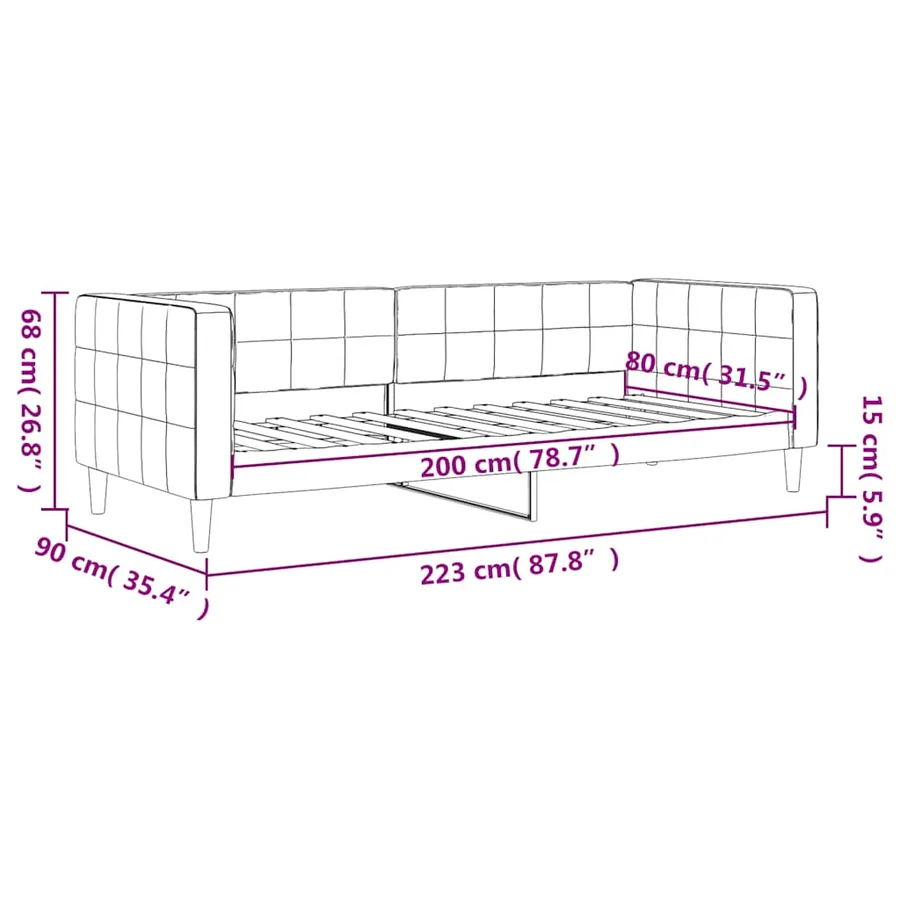Lit de repos sans matelas vert foncé 80x200 cm velours - 8