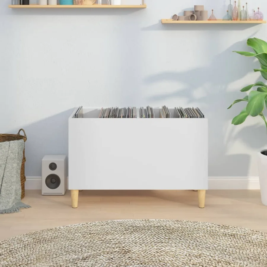 Armoire à disques blanc 74,5x38x48 cm bois d'ingénierie - 3