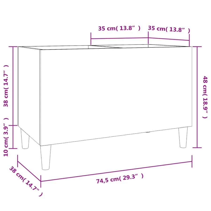 Armoire à disques blanc 74,5x38x48 cm bois d'ingénierie - 8