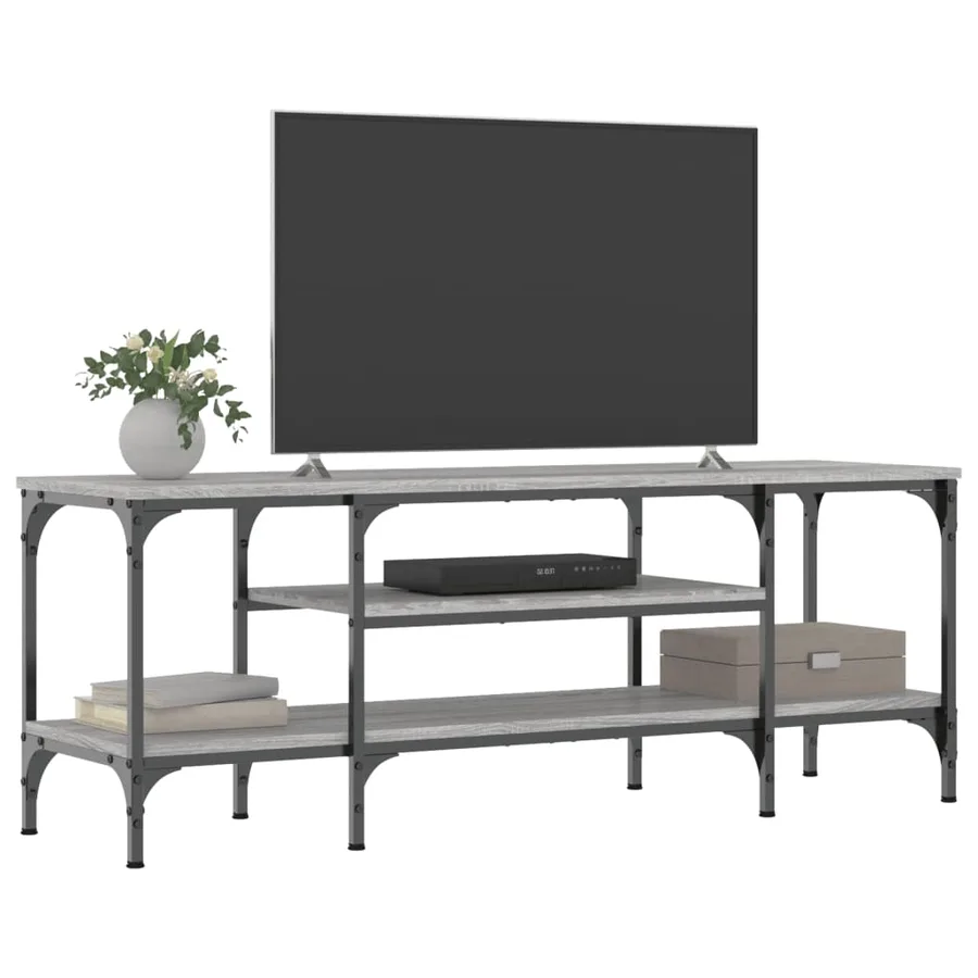 Meuble TV sonoma gris 121x35x45 cm bois d'ingénierie et fer - 3