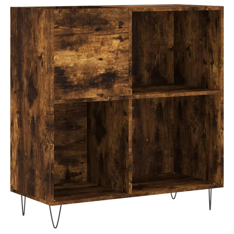 Armoire à disques chêne fumé 84,5x38x89 cm bois d'ingénierie - 2