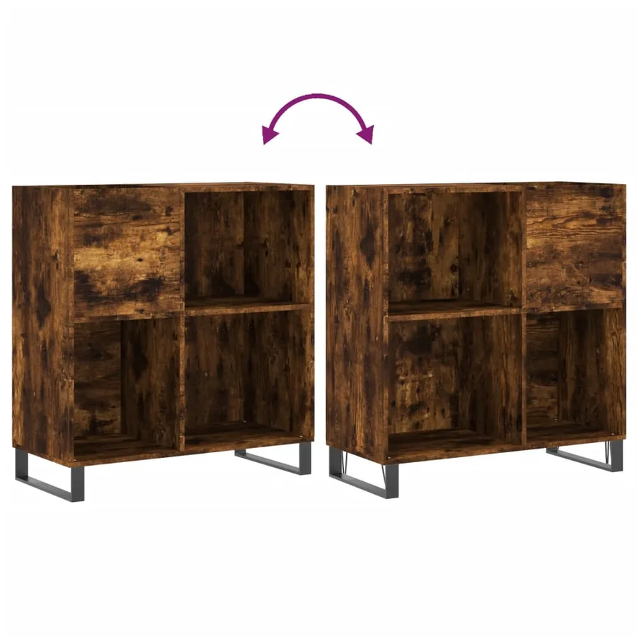 Armoire à disques chêne fumé 84,5x38x89 cm bois d'ingénierie - 7