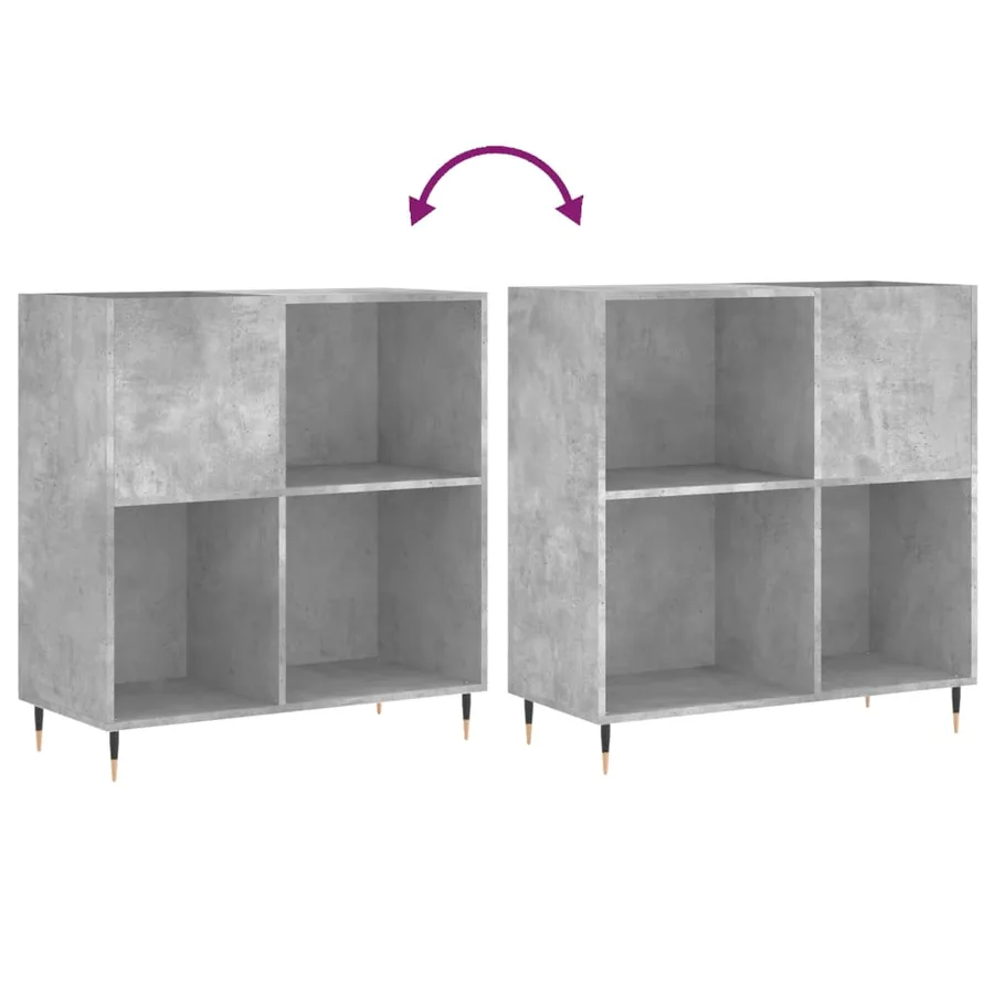 Armoire à disques gris béton 84,5x38x89 cm bois d'ingénierie - 7