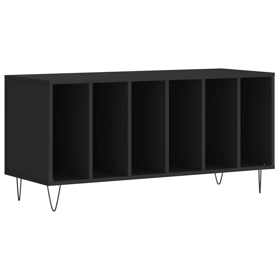 Armoire à disques noir 100x38x48 cm bois d'ingénierie - 2