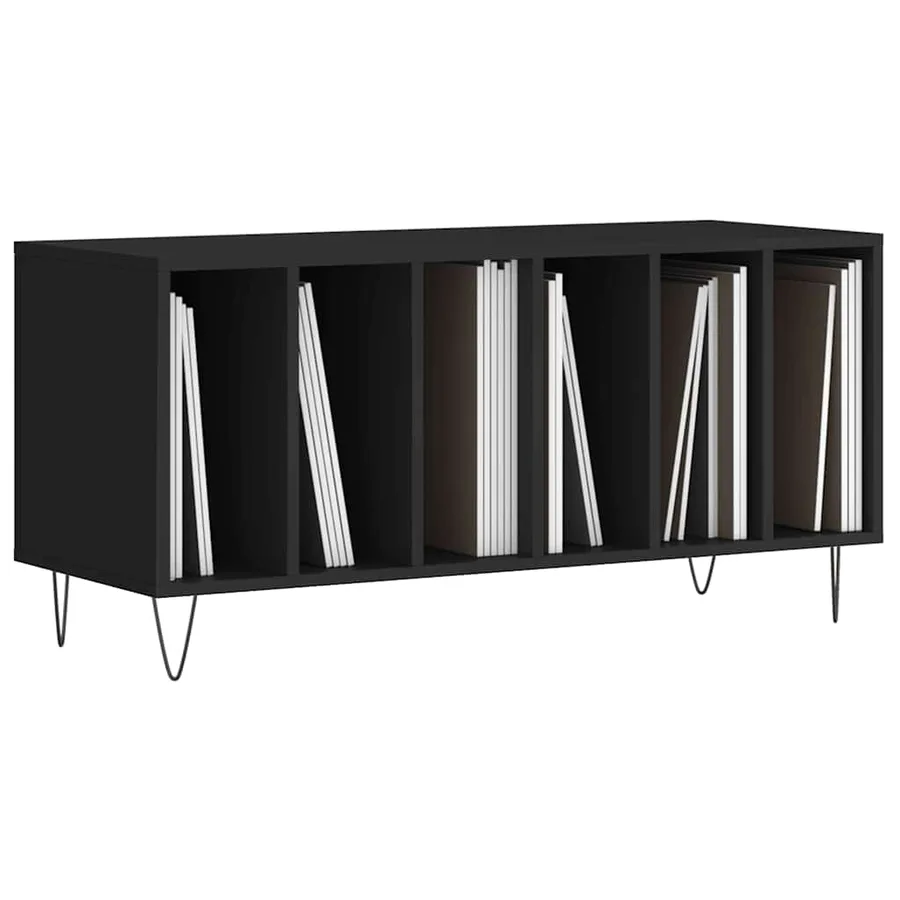 Armoire à disques noir 100x38x48 cm bois d'ingénierie - 3