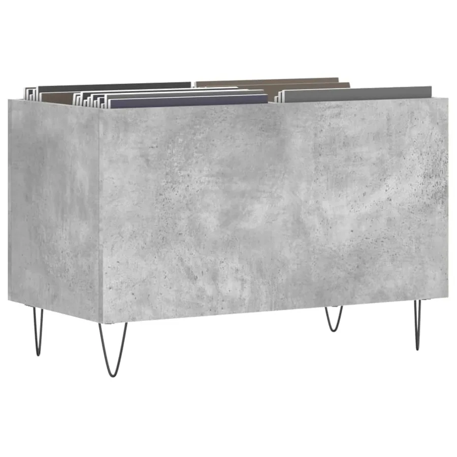 Armoire à disques gris béton 74,5x38x48 cm bois d'ingénierie - 3