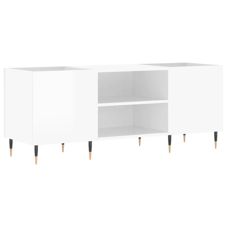 Armoire à disques blanc brillant 121x38x48 cm bois d'ingénierie - 2