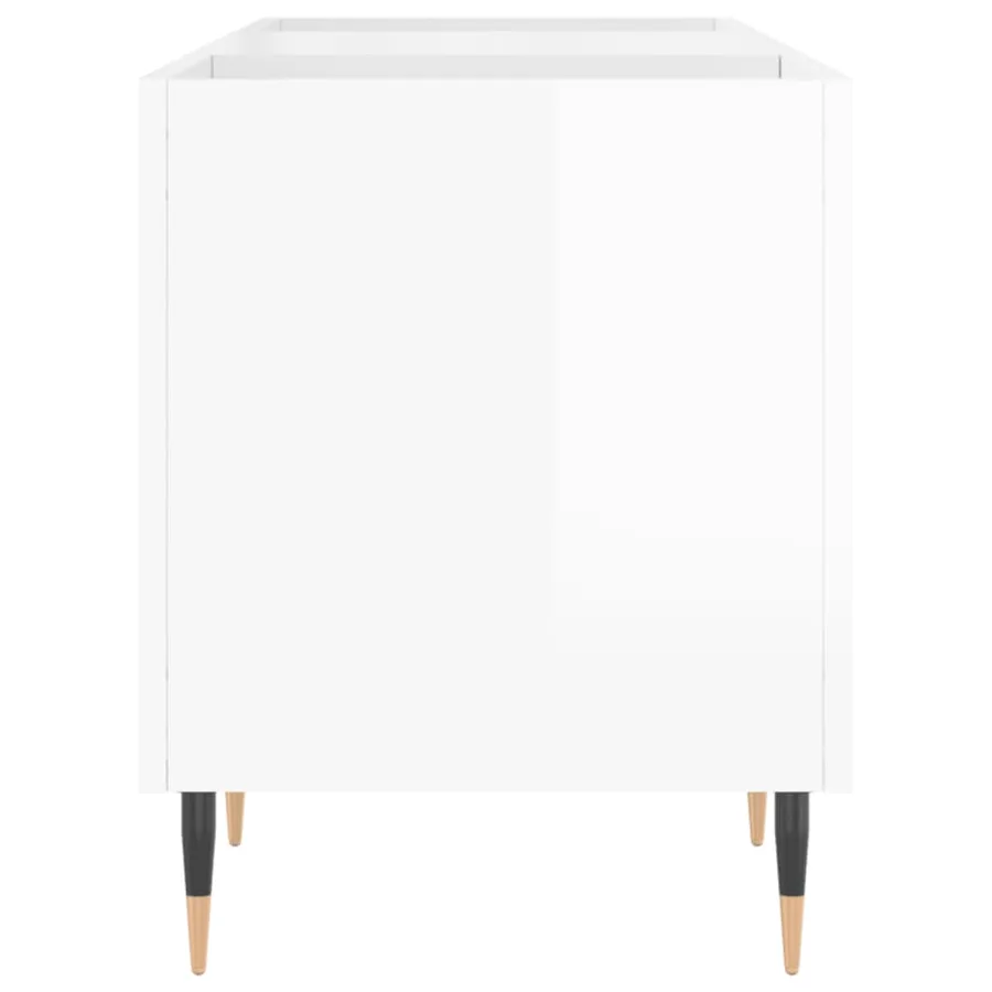 Armoire à disques blanc brillant 121x38x48 cm bois d'ingénierie - 5