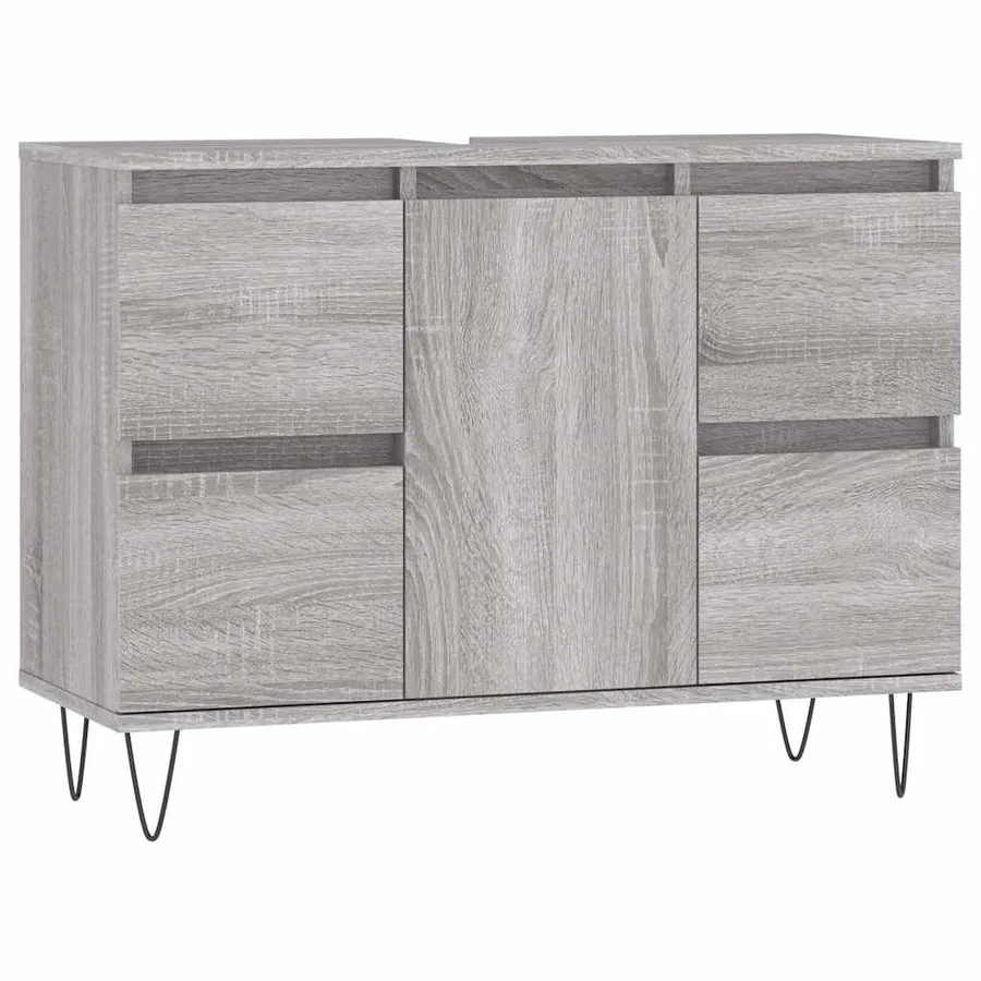 Armoire salle de bain sonoma gris 80x33x60 cm bois d'ingénierie - 2