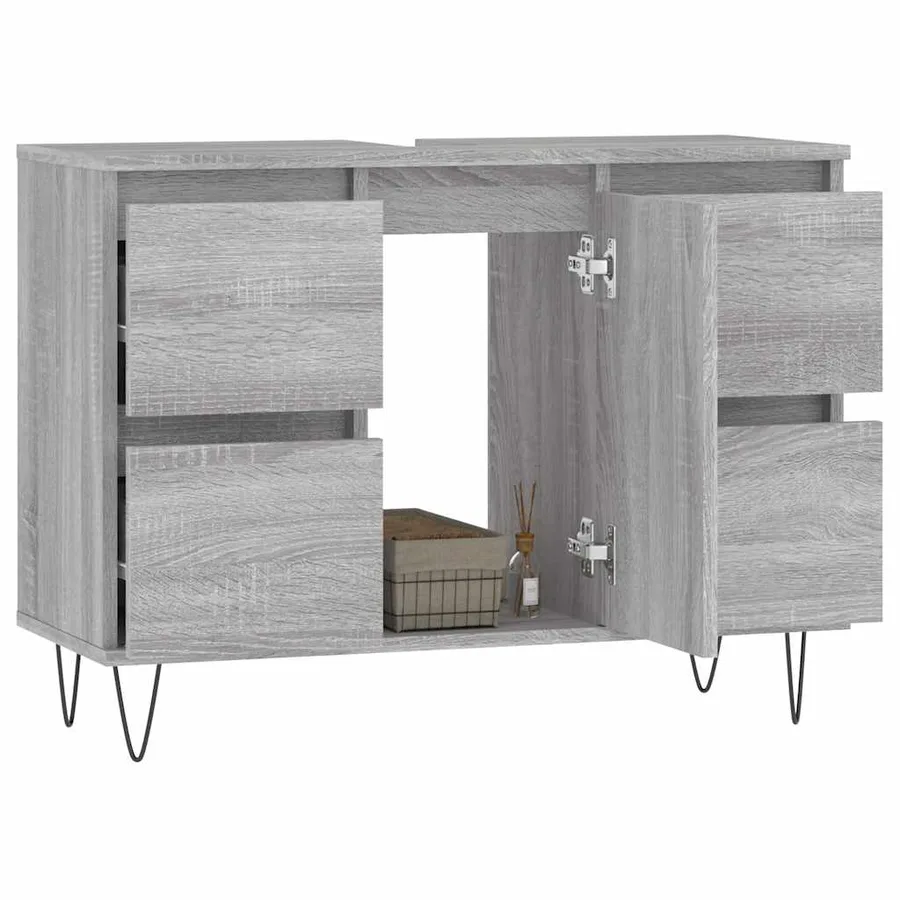Armoire salle de bain sonoma gris 80x33x60 cm bois d'ingénierie - 3