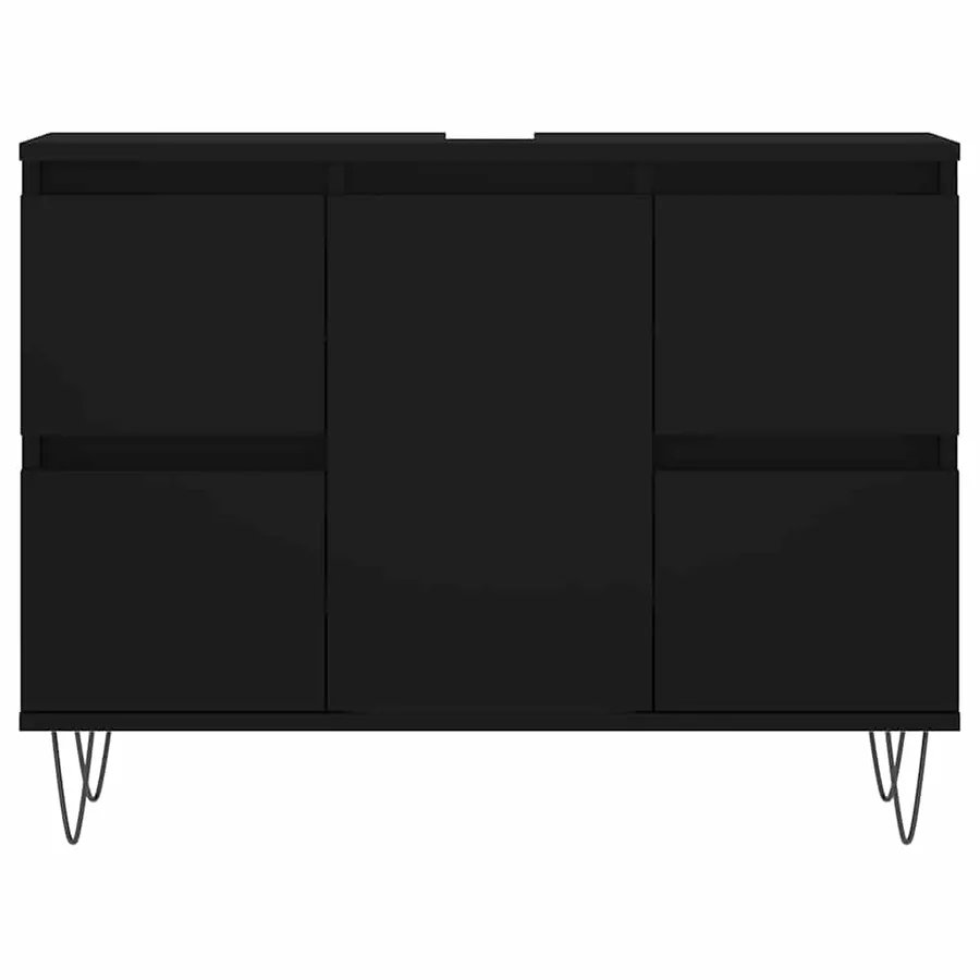 Armoire de salle de bain noir 80x33x60 cm bois d'ingénierie - 4