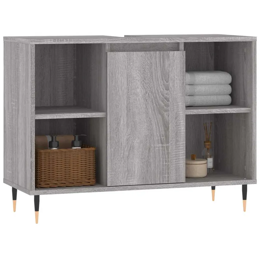 Armoire salle de bain sonoma gris 80x33x60 cm bois d'ingénierie - 3