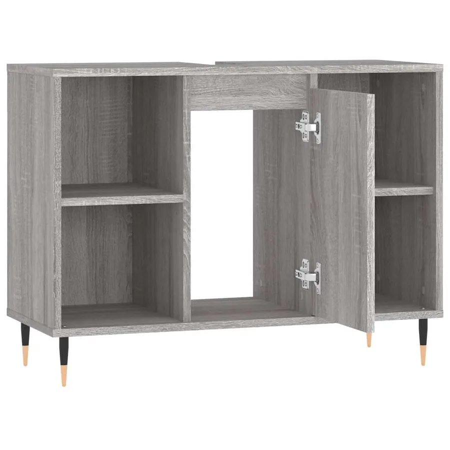 Armoire salle de bain sonoma gris 80x33x60 cm bois d'ingénierie - 5