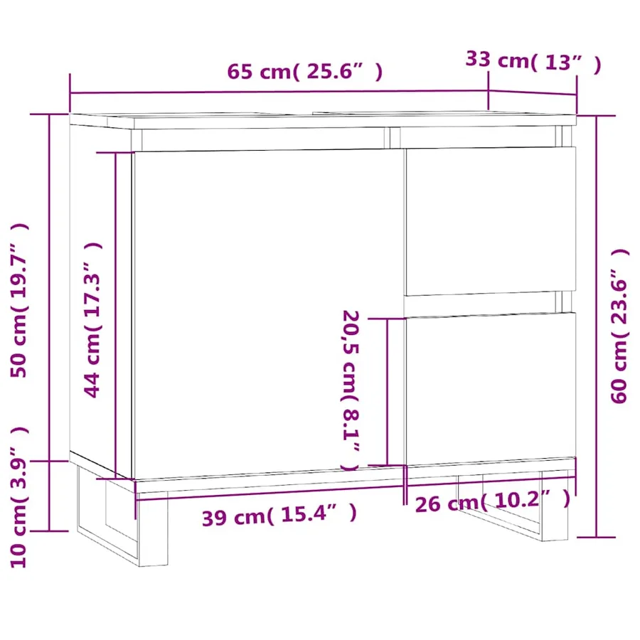 Armoire de bain sonoma gris 65x33x60 cm bois d'ingénierie - 12
