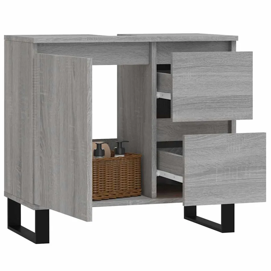 Armoire de bain sonoma gris 65x33x60 cm bois d'ingénierie - 3