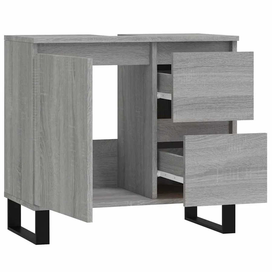 Armoire de bain sonoma gris 65x33x60 cm bois d'ingénierie - 5
