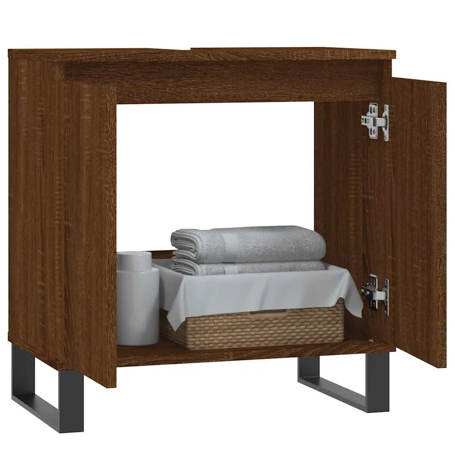 Armoire de bain chêne marron 58x33x60 cm bois d'ingénierie - 3