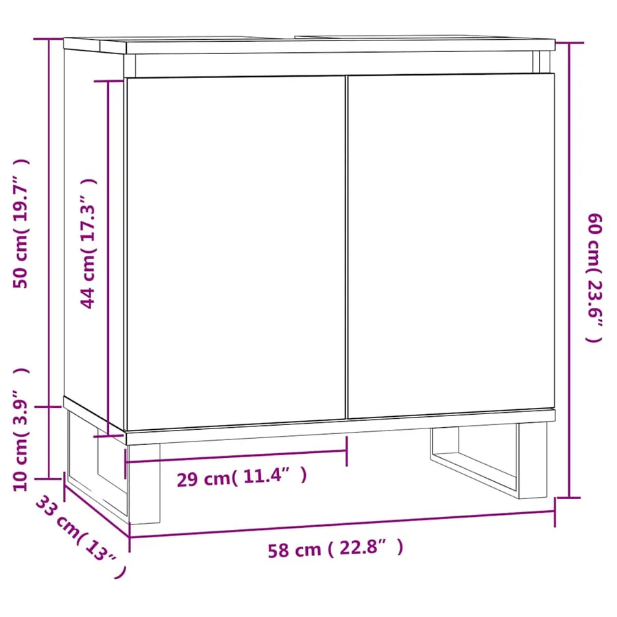 Armoire de salle de bain blanc 58x33x60 cm bois d'ingénierie - 11