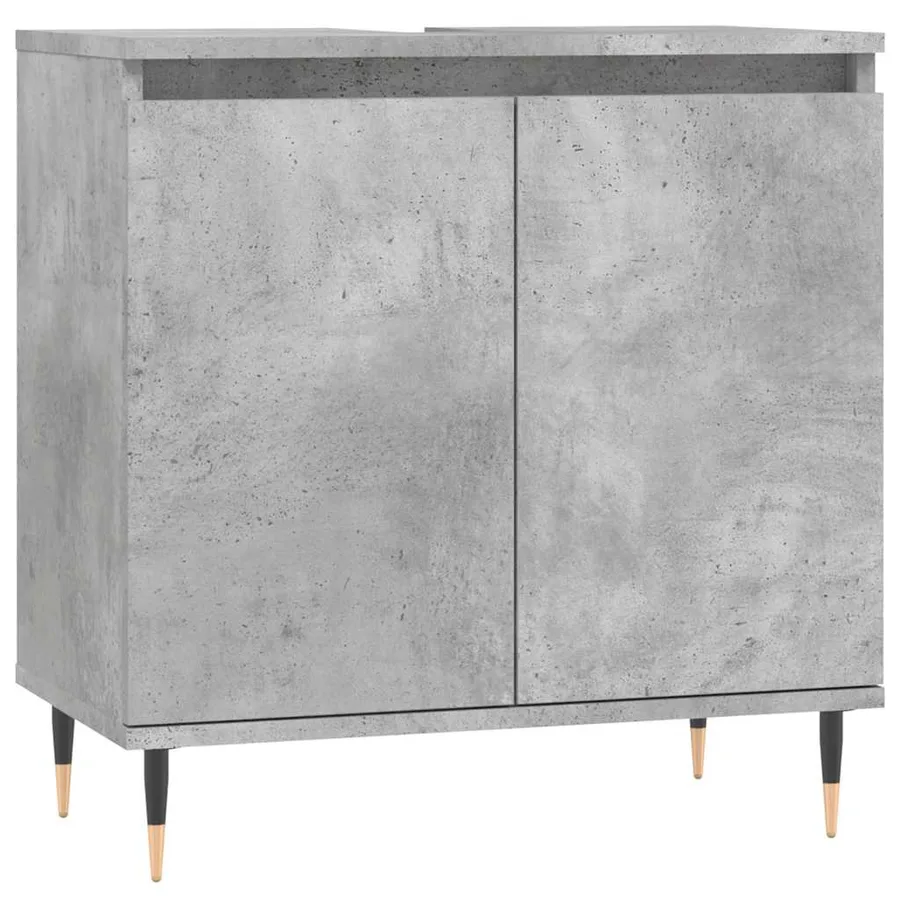 Armoire de bain gris béton 58x33x60 cm bois d'ingénierie - 2