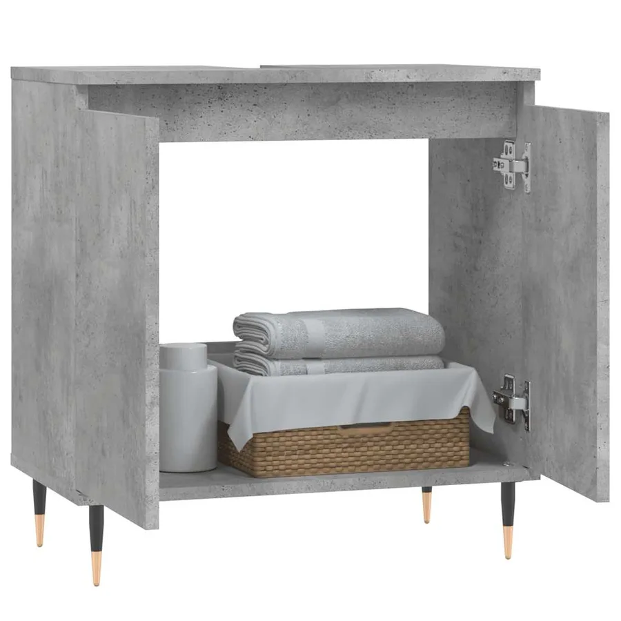 Armoire de bain gris béton 58x33x60 cm bois d'ingénierie - 3