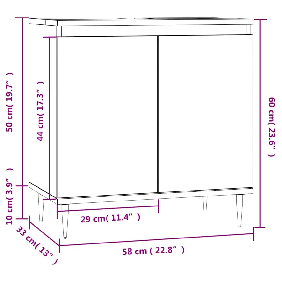 Armoire de bain blanc brillant 58x33x60 cm bois d'ingénierie - 11