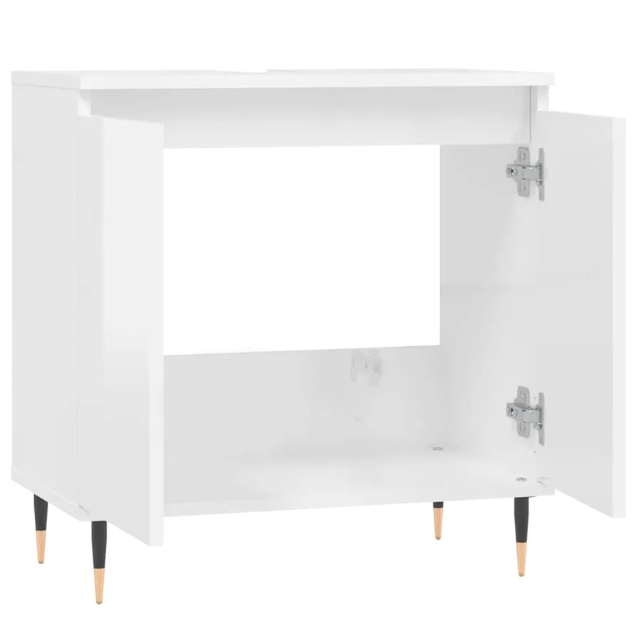 Armoire de bain blanc brillant 58x33x60 cm bois d'ingénierie - 5