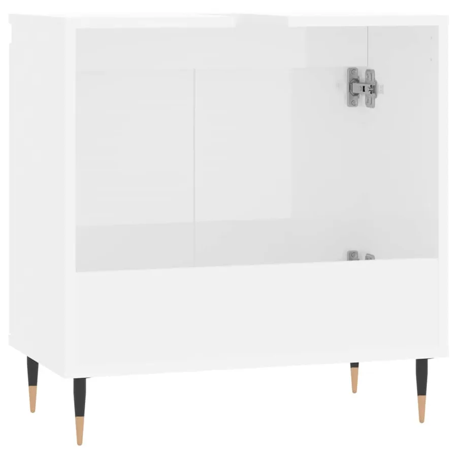 Armoire de bain blanc brillant 58x33x60 cm bois d'ingénierie - 7