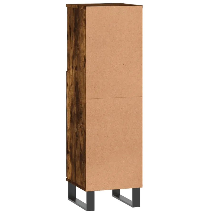 Armoire de bain chêne fumé 30x30x100 cm bois d'ingénierie - 8