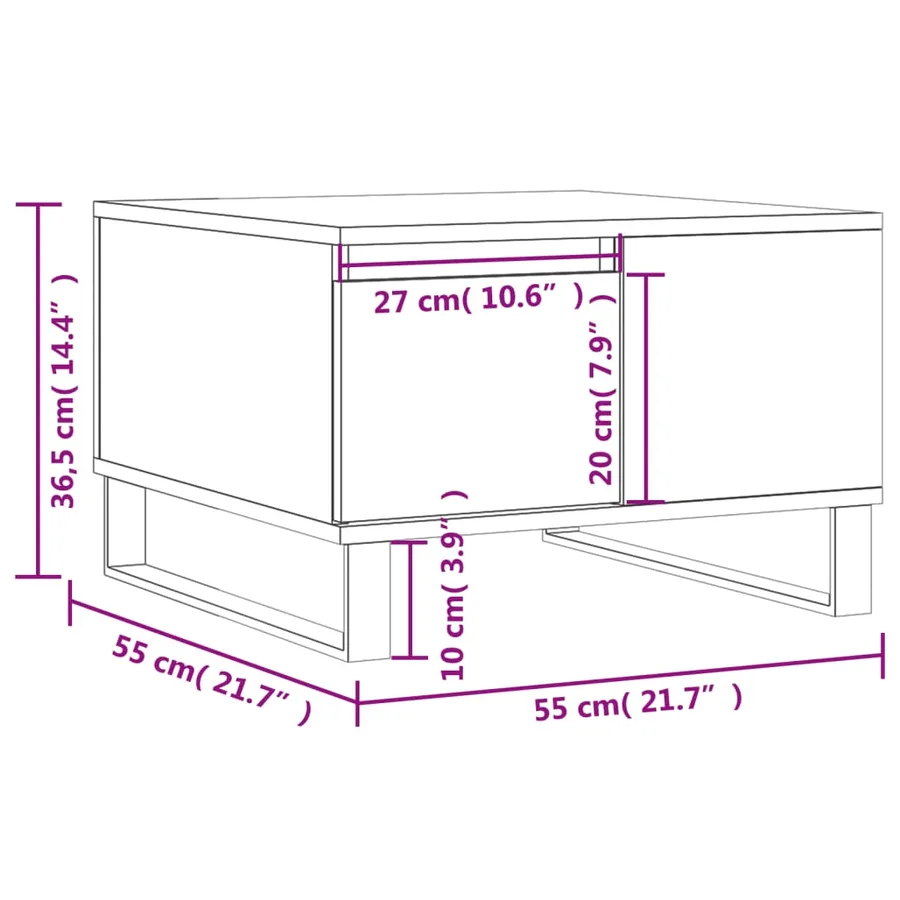 Table basse chêne sonoma 55x55x36,5 cm bois d'ingénierie - 11