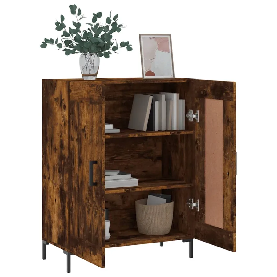 Buffet chêne fumé 69,5x34x90 cm bois d'ingénierie - 4