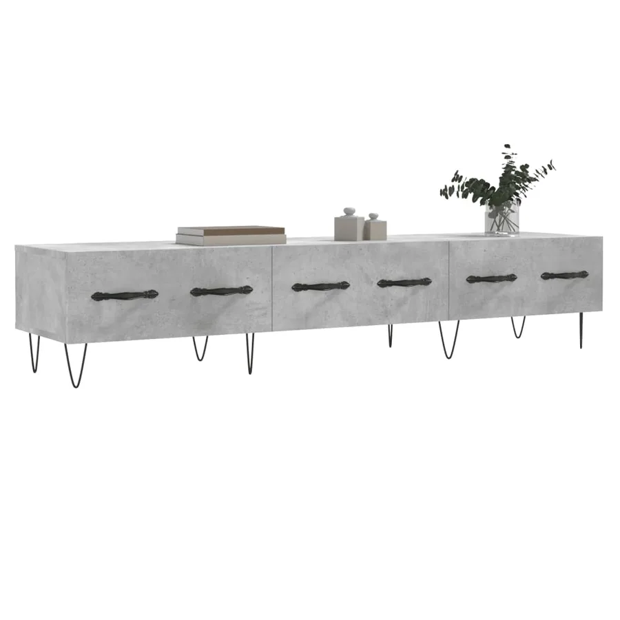 Meuble TV gris béton 150x36x30 cm bois d'ingénierie - 3