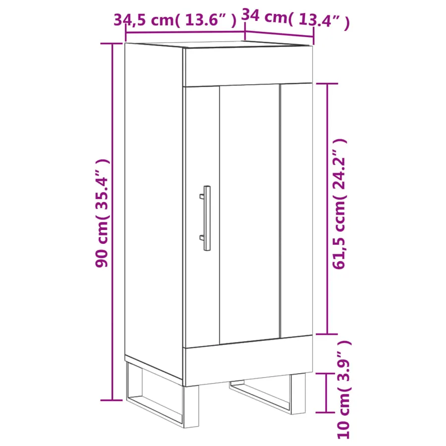 Buffet Gris béton 34,5x34x90 cm Bois d'ingénierie - 13