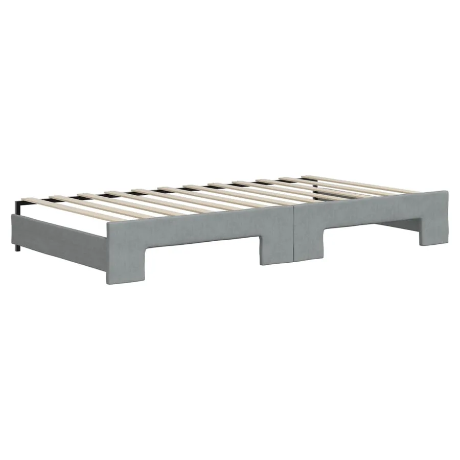 Lit de jour avec gigogne et matelas gris clair 100x200 cm tissu - 5
