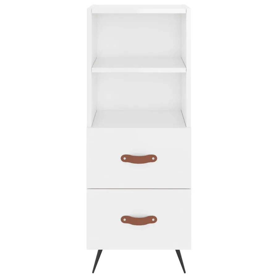 Buffet Blanc brillant 34,5x34x90 cm Bois d'ingénierie - 6