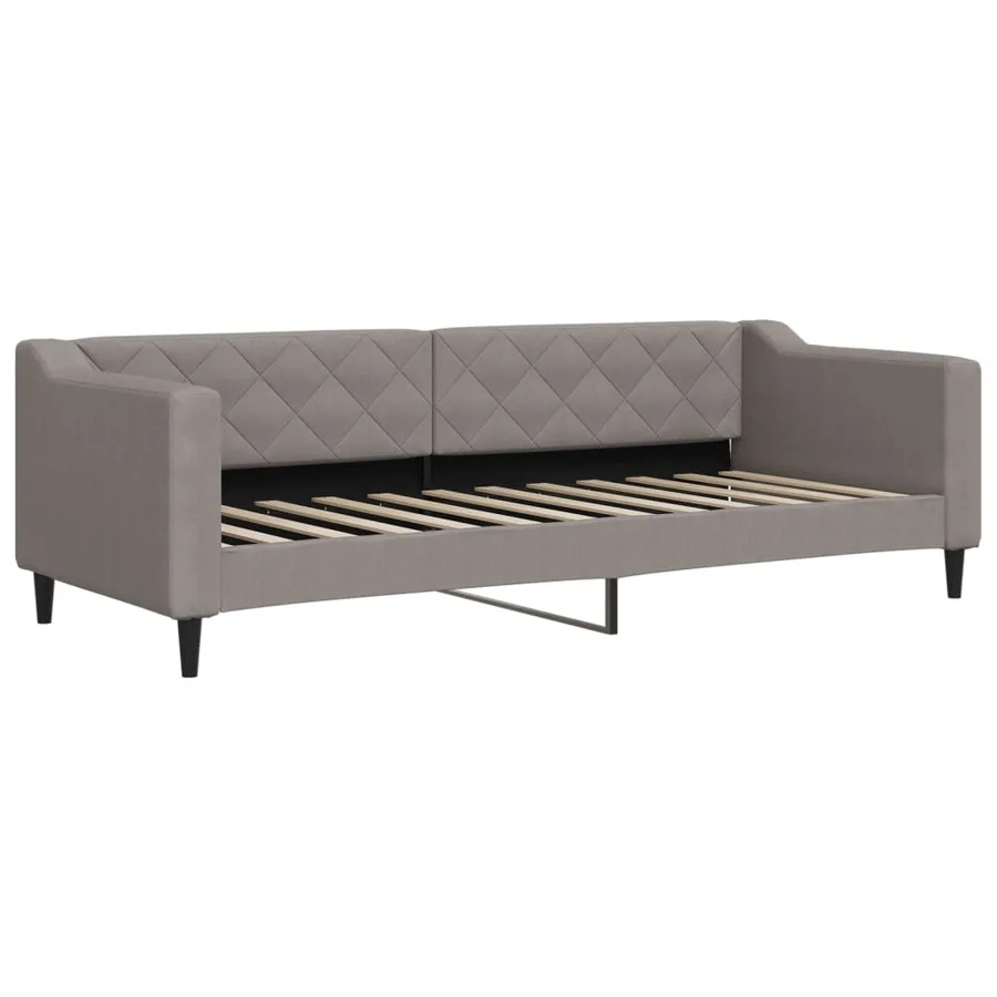 Lit de jour avec gigogne et matelas taupe 80x200 cm tissu - 4