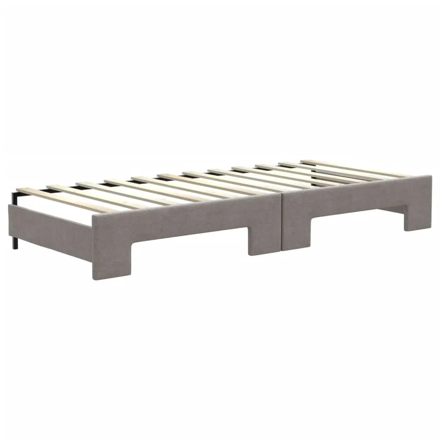 Lit de jour avec gigogne et matelas taupe 80x200 cm tissu - 5