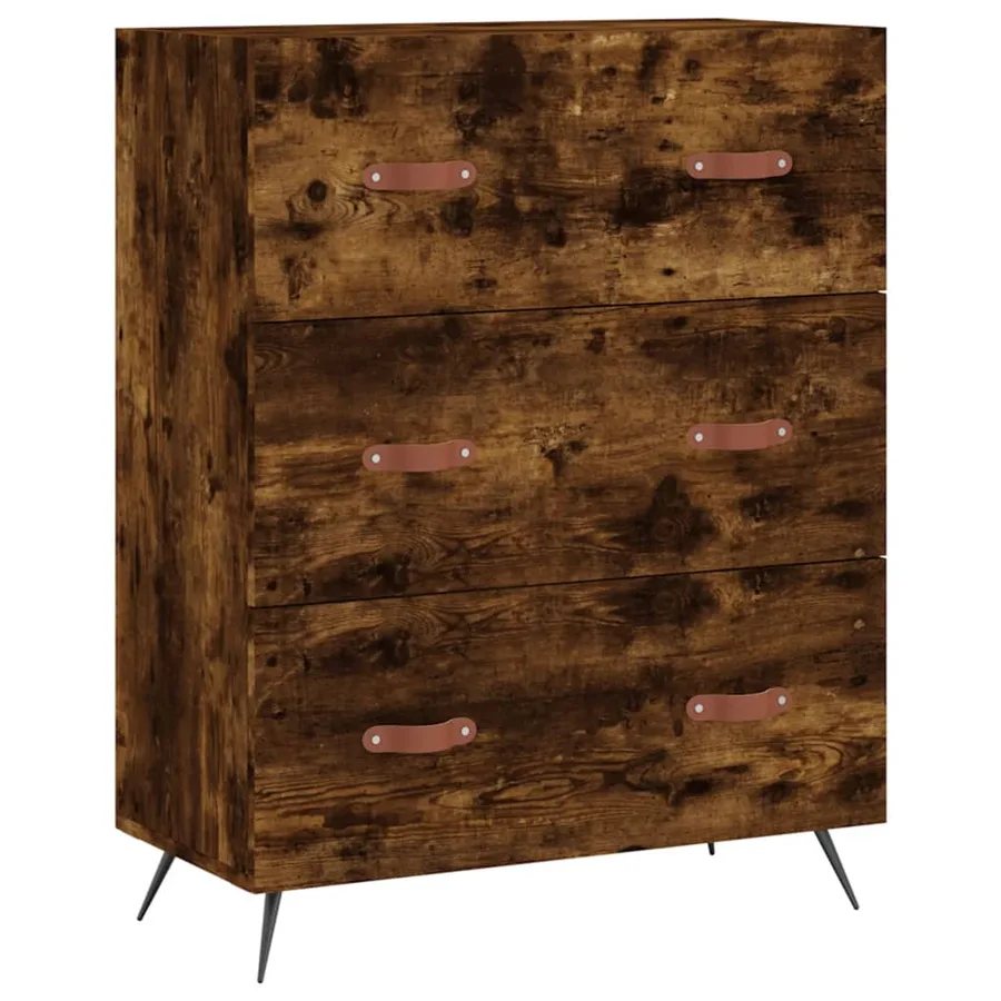 Commode chêne fumé 69,5 x 34 x 90 cm bois d'ingénierie - 2