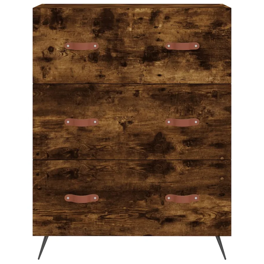 Commode chêne fumé 69,5 x 34 x 90 cm bois d'ingénierie - 5
