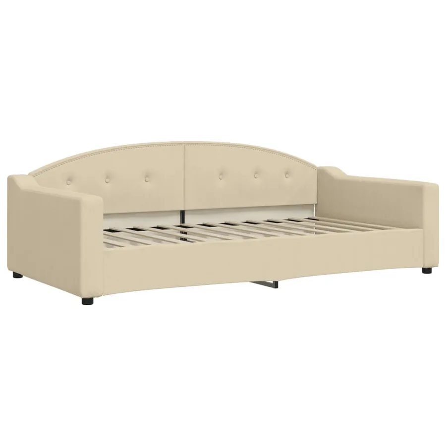 Lit de jour avec lit gigogne crème 100x200 cm tissu - 6