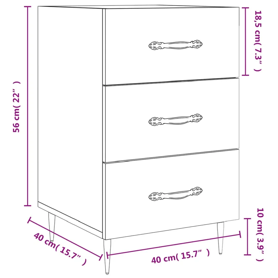 Table de chevet chêne sonoma 40x40x66 cm bois d'ingénierie - 12