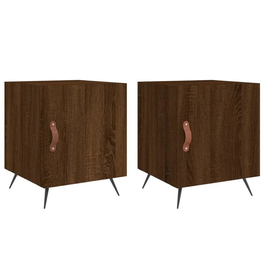 Tables de chevet 2pcs chêne marron 40x40x50cm bois d'ingénierie - 2