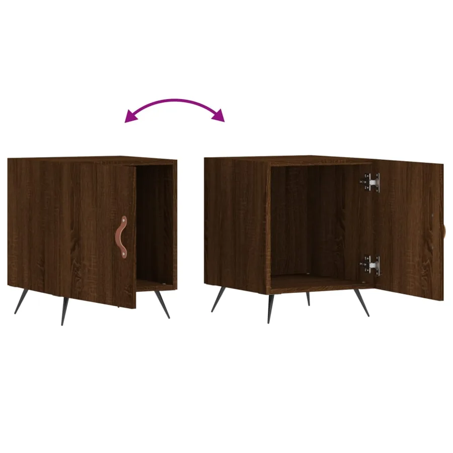 Tables de chevet 2pcs chêne marron 40x40x50cm bois d'ingénierie - 9
